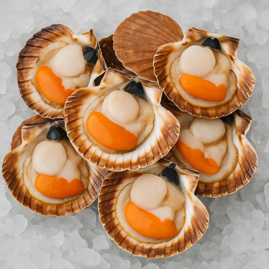 Livraison de Coquilles Saint-Jacques de Dieppe avec corail Label rouge à Paris et en ile-de-France.