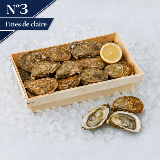 Livraison de Huîtres Fines de Claire n°3 à Paris et  dans toute la France Métropolitaine.